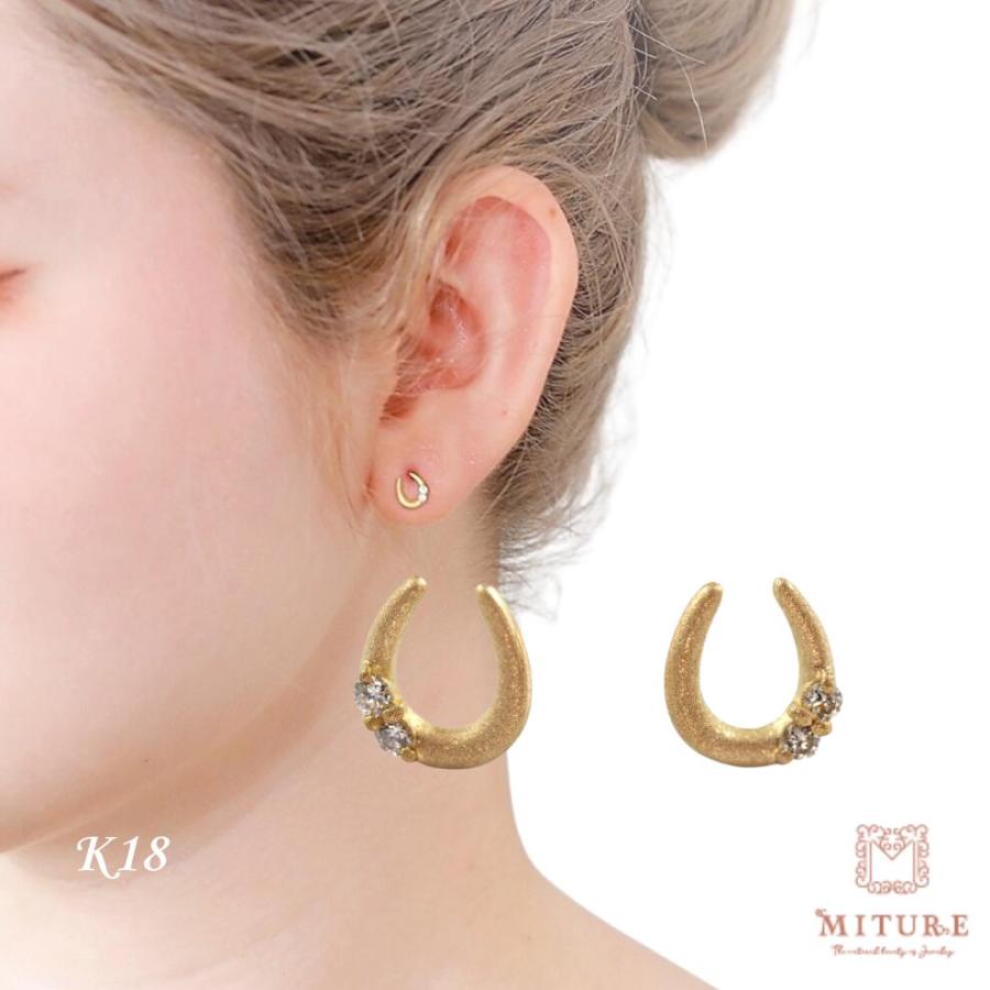 18金 ピアス 18k 18金ピアス k18 馬蹄 ダイヤ ホースシュー レディース