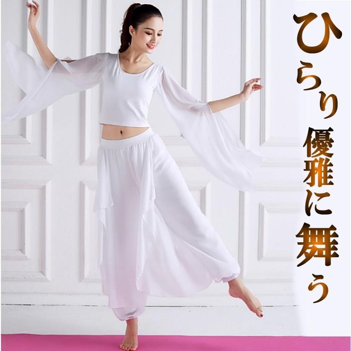 セットアップ 長袖トップス スカーチョ 白 ホワイト ワイドパンツ へそ