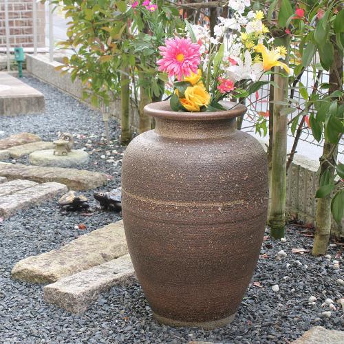 ポイント10倍]信楽焼 大きな 花瓶 窯肌 松皮 20号 おしゃれ 大壺 つぼ