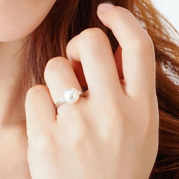 k18 パール リング 普段使い 真珠指輪 18k 18金 ホワイトゴールド