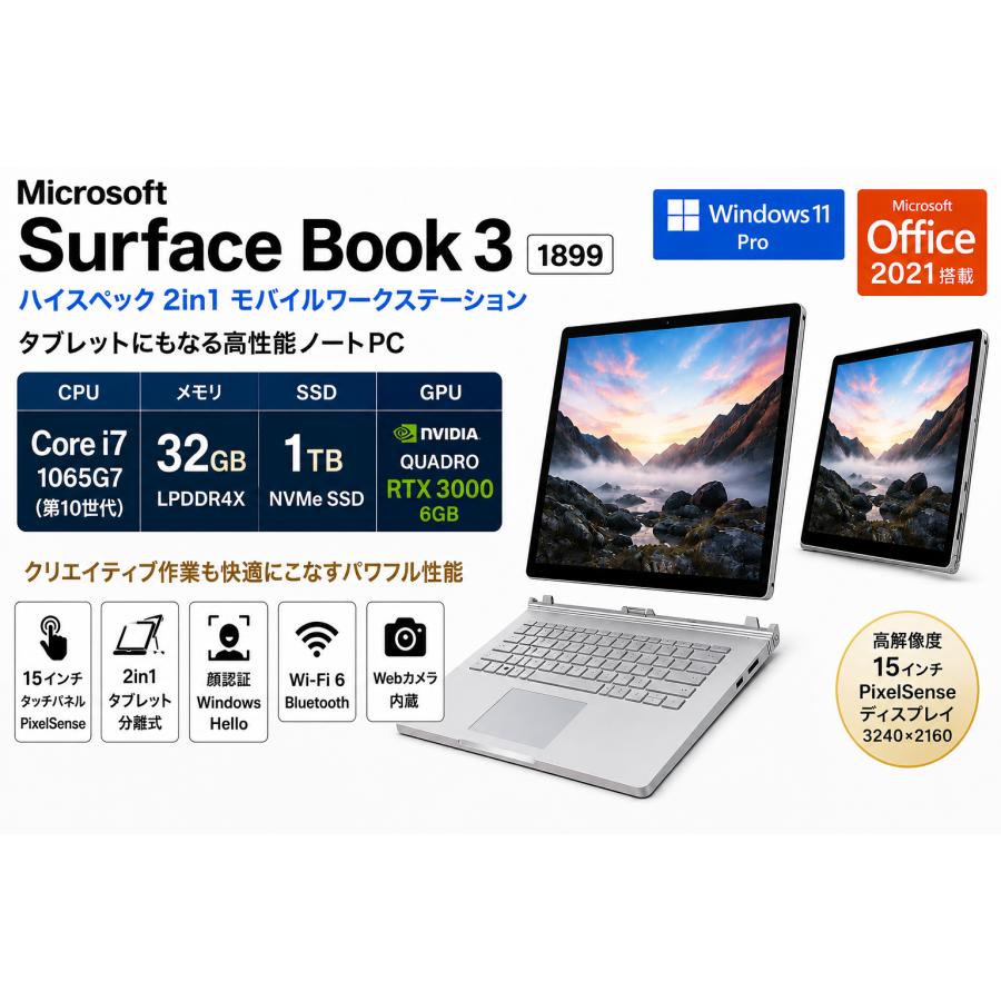 Surface Book マイクロソフト SurfaceBook2 1832第8世代Core i7 8650U