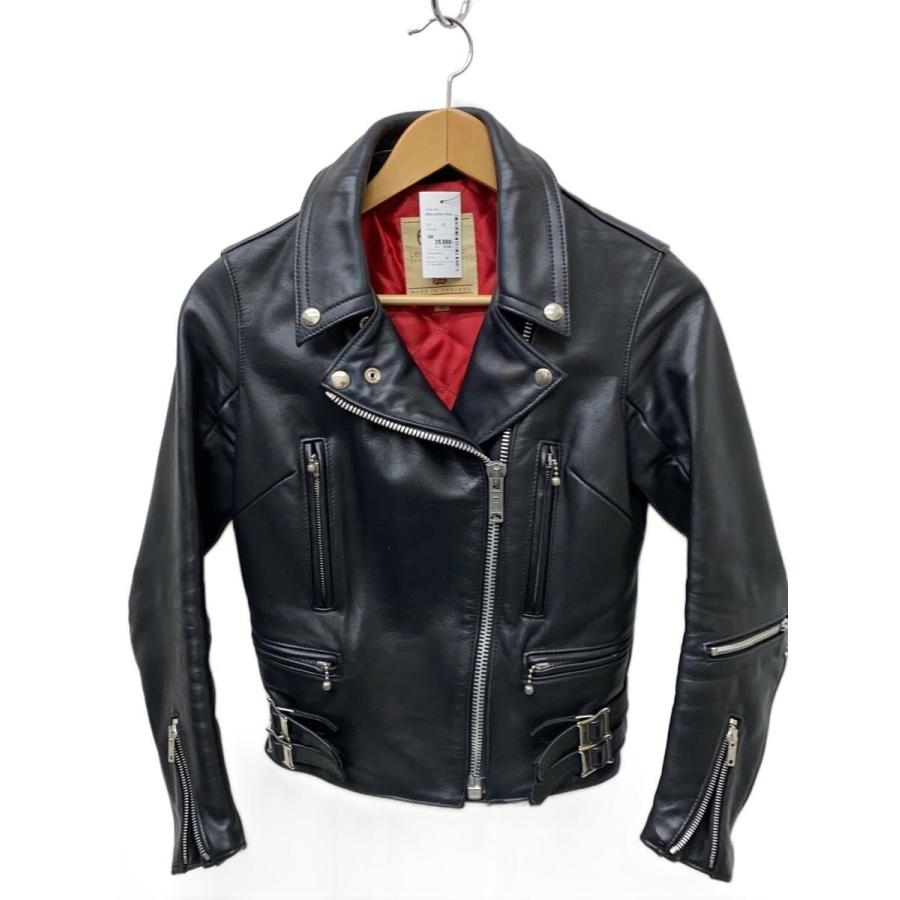 666 Leather Wear◇ダブルライダースジャケット/32/レザー/BLK/無地