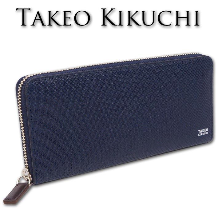 TAKEO KIKUCHI（タケオキクチ） 牛革 ラウンドファスナー 長財布