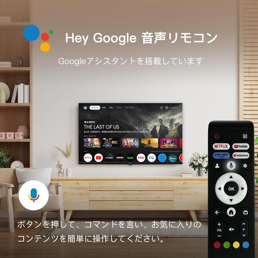 FPD チューナーレステレビ 50V型 4K Google TV ネット動画対応
