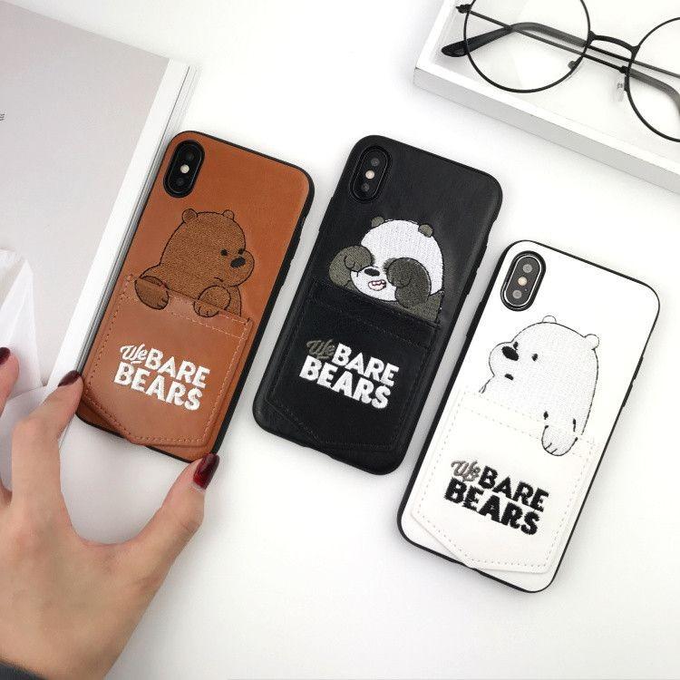 iPhone16 ケース くま パンダ しろくま SE第3世代対応 保護カバー 刺繍