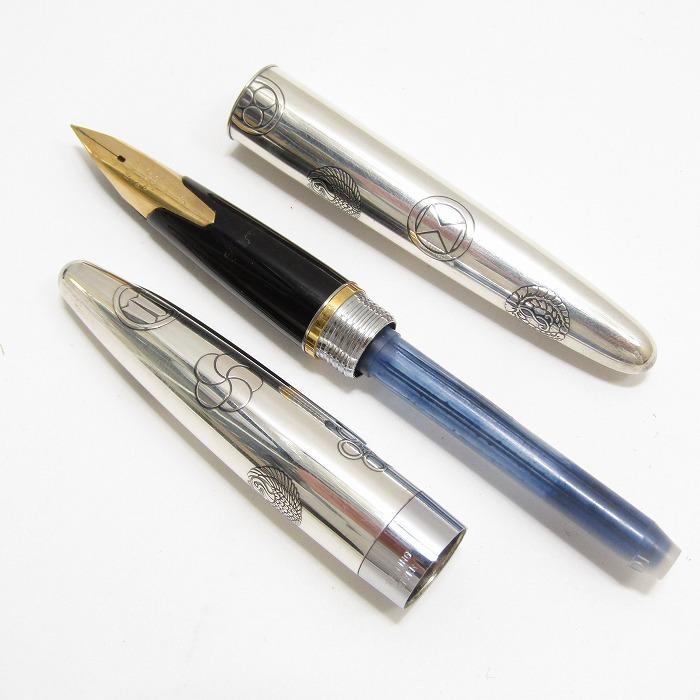 PILOT パイロット 万年筆 家紋柄 STERLING SILVER シルバーカラー ペン