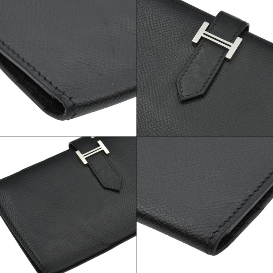 Bearn 【A02385】HERMES エルメス ベアン J刻印 S金具 長財布 ブラック