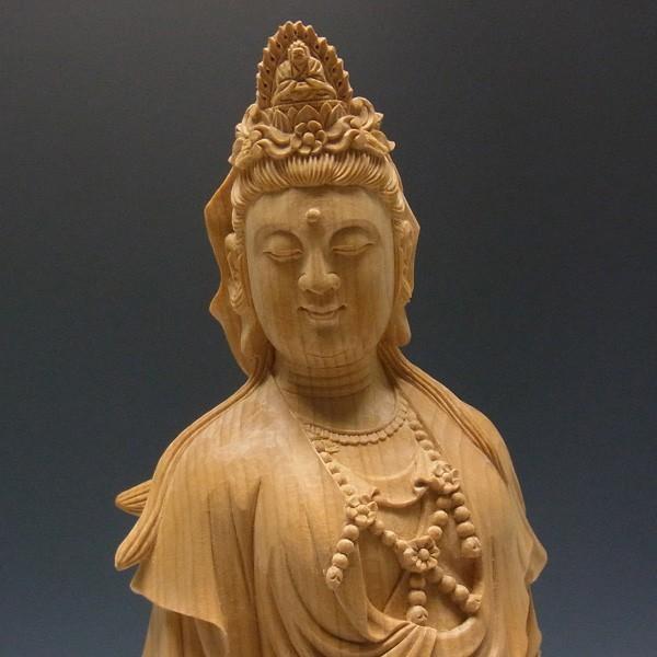 魚籃観音 立像 高さ42cm 榧製 木彫り 仏像 : 仏像と縁起物の専門店 龍