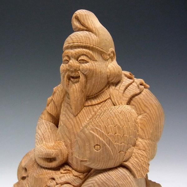 楠 木彫り 恵比寿大黒 置物 高さ16cm : 仏像と縁起物の専門店 龍祥本舗