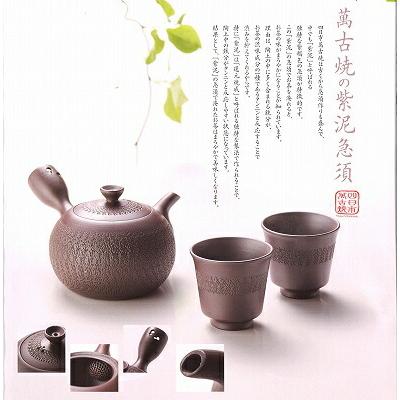 煎茶道具 萬古焼 英山造 紫砂 朱泥 鳥顔出 横手急須 V 9620 煎茶道具