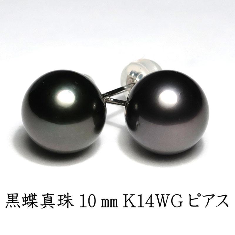 ピアス ブラックパール タヒチ黒蝶真珠10mmスタッドピアス 直結ピアス
