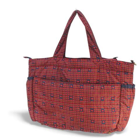 美品】familiar マザーズバッグ 赤系 チェック タグあり familiar