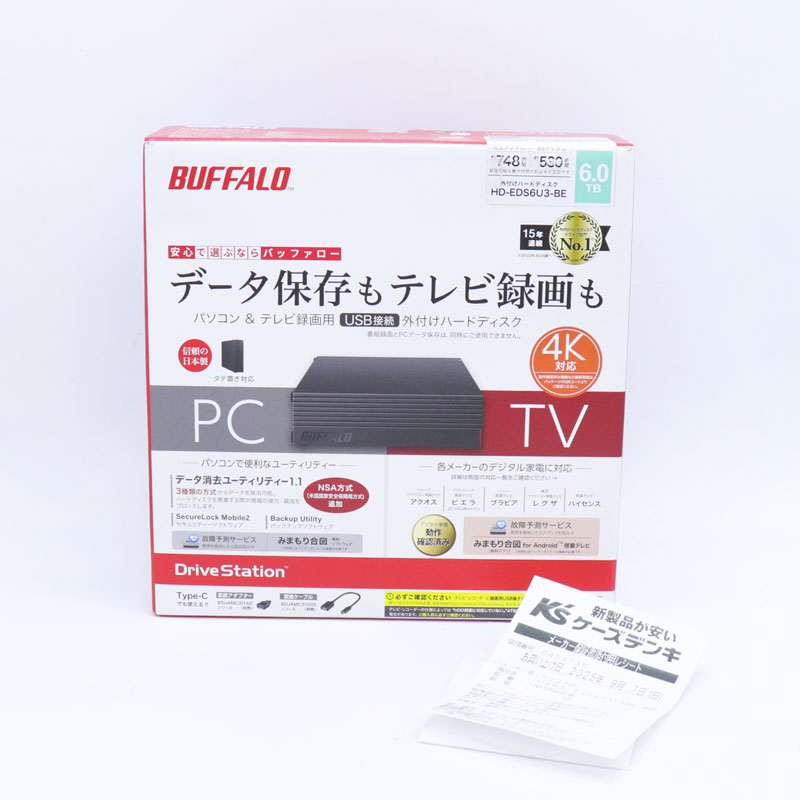 BUFFALO HD-EDS6U3-BE [HD-EDS-Eシリーズ 6TB ブラック] HDD