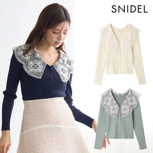 スナイデル SNIDEL トップス 25秋冬 エンブロイダリーカラーニット