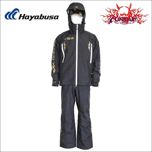 Hayabusa（ハヤブサ） レインスーツ ブラック 黒 M,L,LL,3L 鬼掛