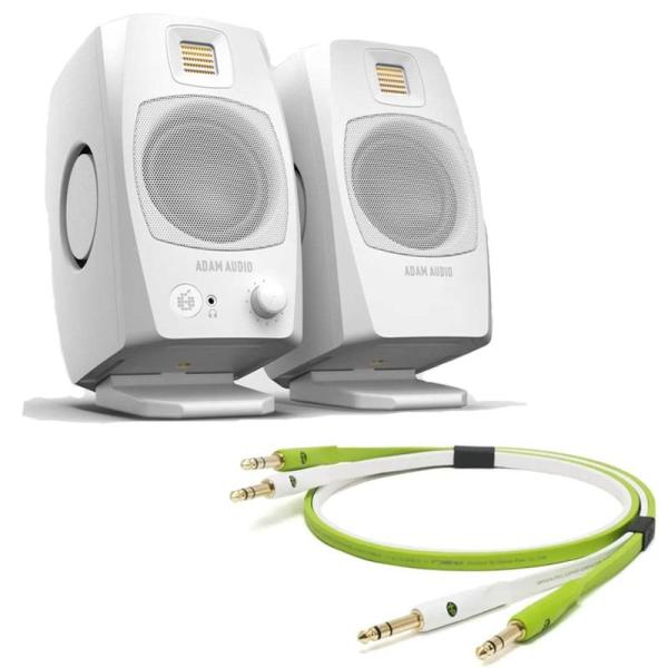 ADAM D3V White + OYAIDE製高品質オーディオケーブルセット(TRS-TRS