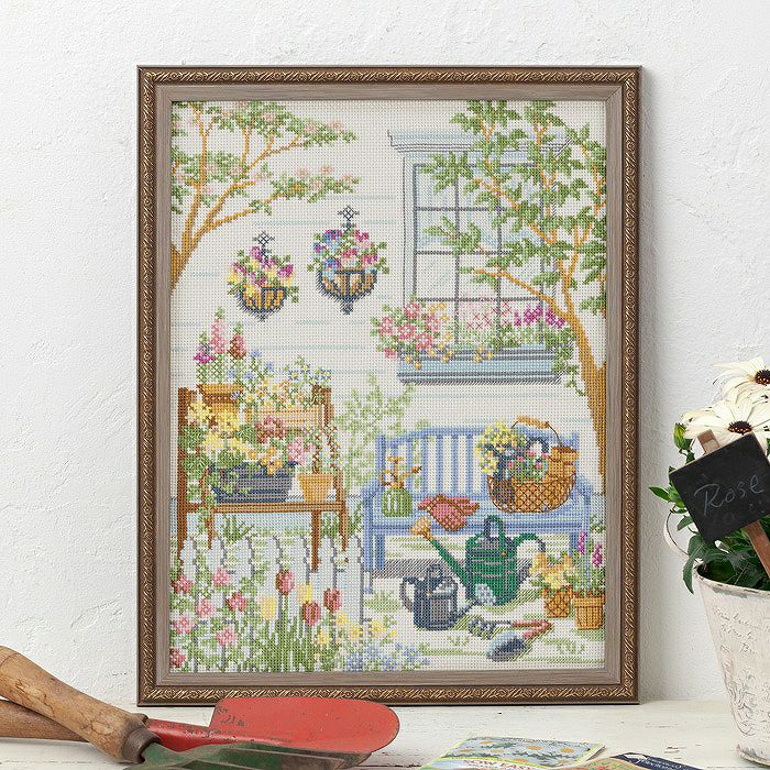 クロスステッチフレーム＜春風のしだれ桜＞ | リバティ 生地、編み物