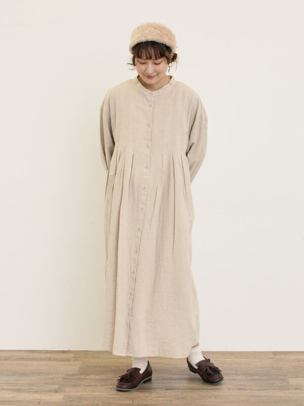 セール】 【Cross×Linen】タックワンピース《S/Mサイズ》（ブラック
