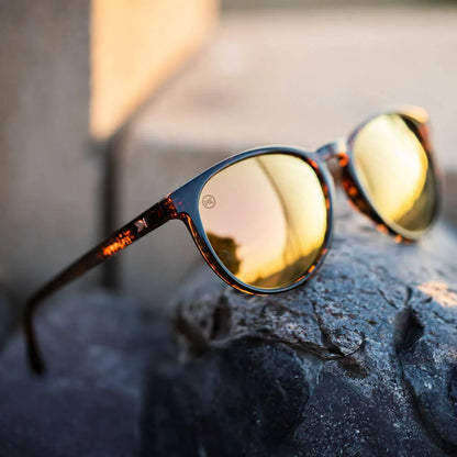 Round Polarized Tortoise Shell Sunglasses with Rose Gold Lenses