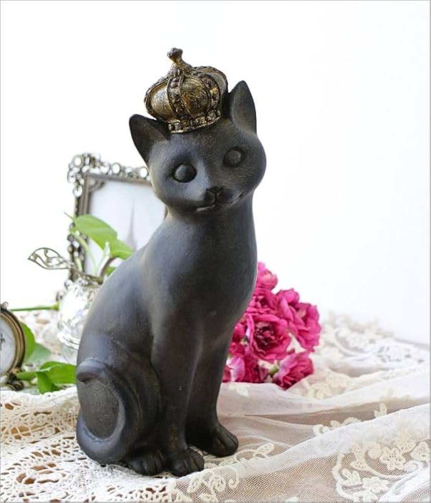 Amazon.co.jp: 王冠ネコ インテリアオブジェ 置物 猫 雑貨 レトロ