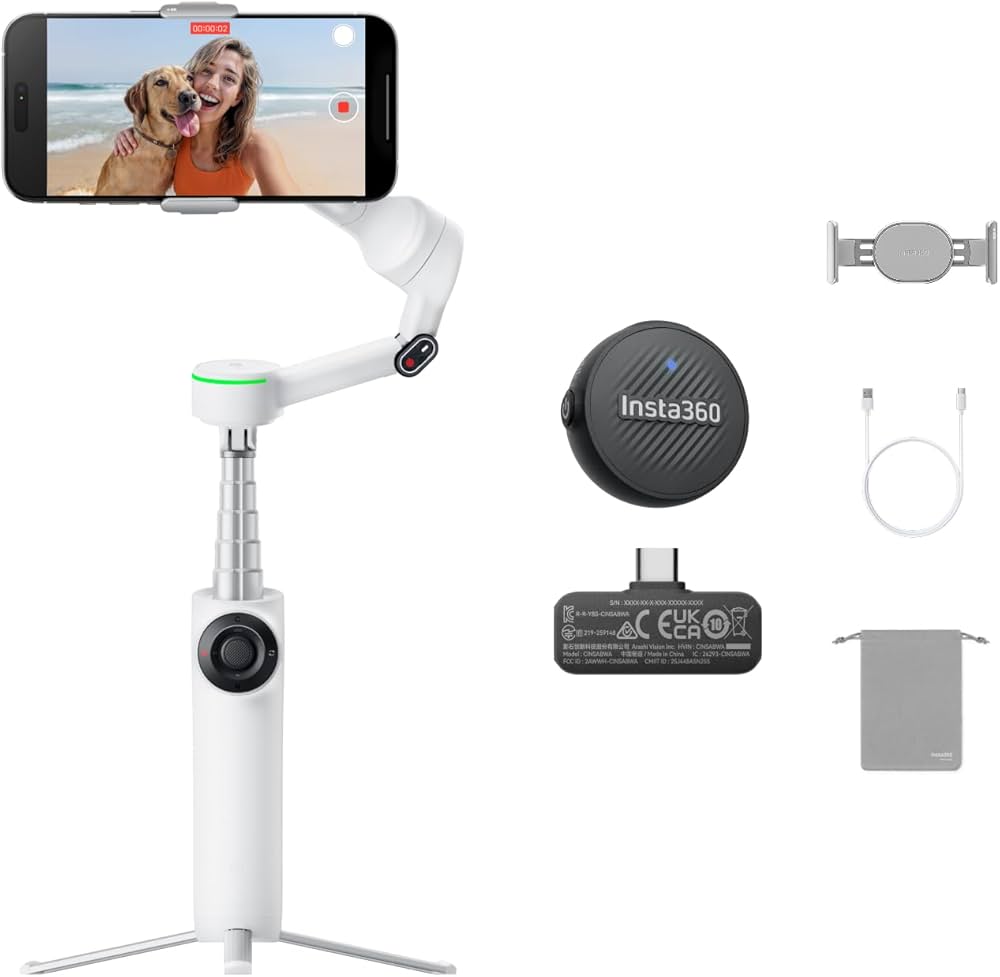 Amazon | Insta360 Flow 2 Pro Mic キット（ホワイト）– 折りたたみ式