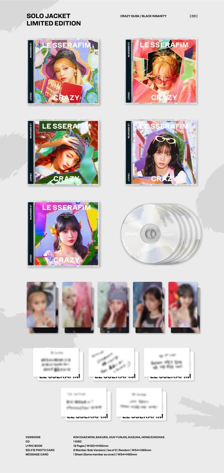 Amazon.com: LE-SSERAFIM - Japan 3rd Single Album CRAZY Solo Jacket