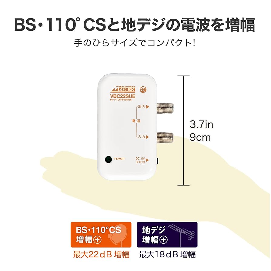 日本アンテナ 4K8K対応 卓上型ブースター RMVB33SUEBP 日本アンテナ