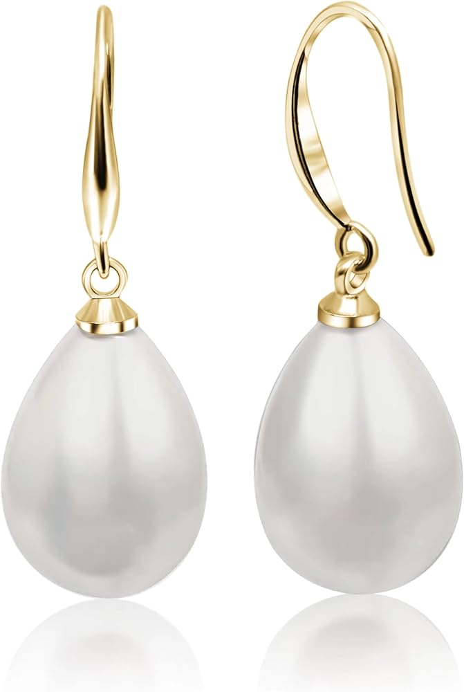 Amazon.com: Elegant Teardrop Pearl Earrings for Women - Silver or