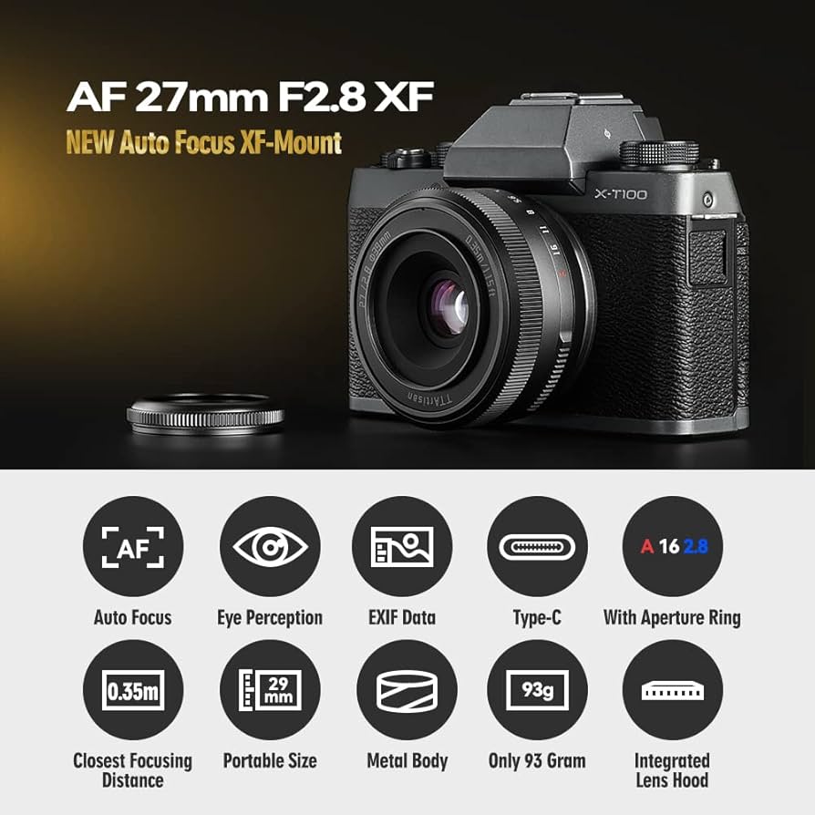 TTartisan 27mm F2.8 Autofocus Lens, Compatible with Fuji X-Mount