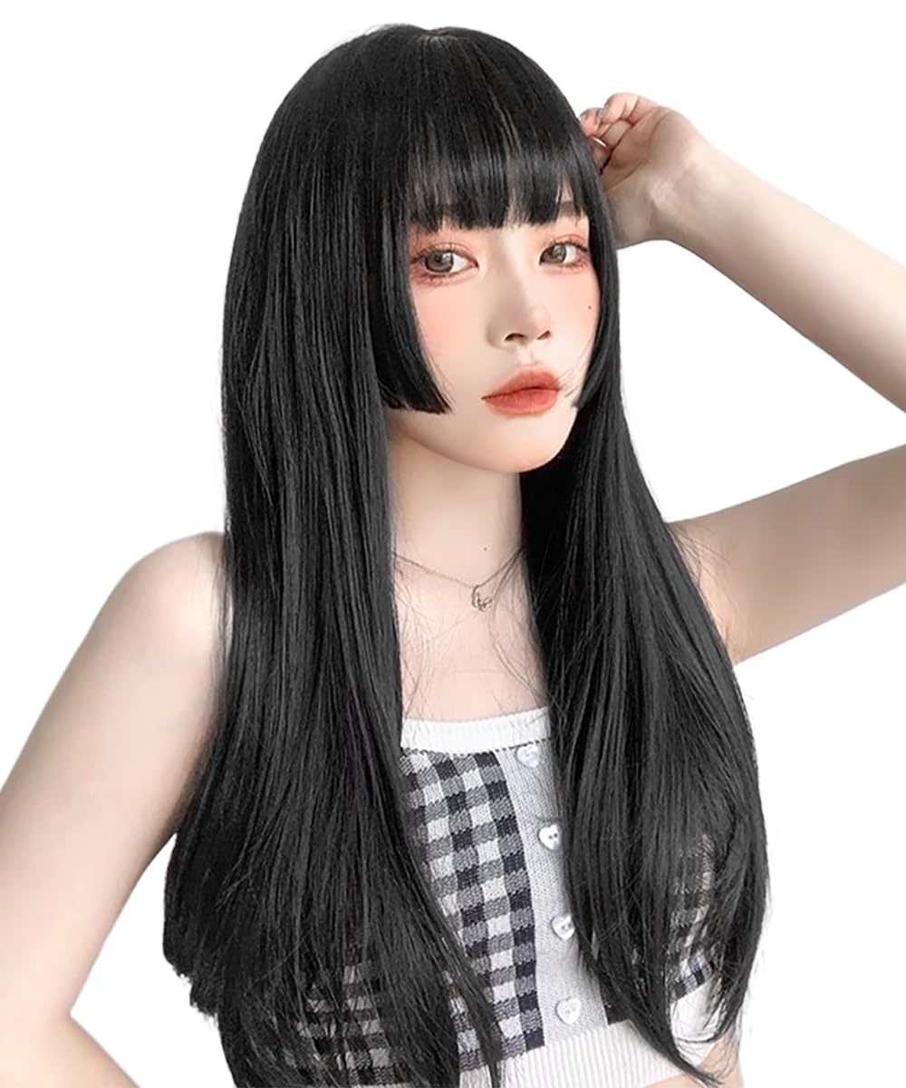 Amazon.co.jp: knnzkウィッグ ロング 黒髪 フルウィッグ 姫カット