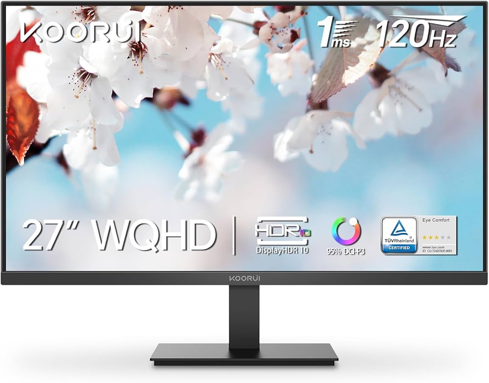 Amazon.co.jp: KOORUI モニター 27インチ IPS 非光沢 WQHD 100hz 1ms