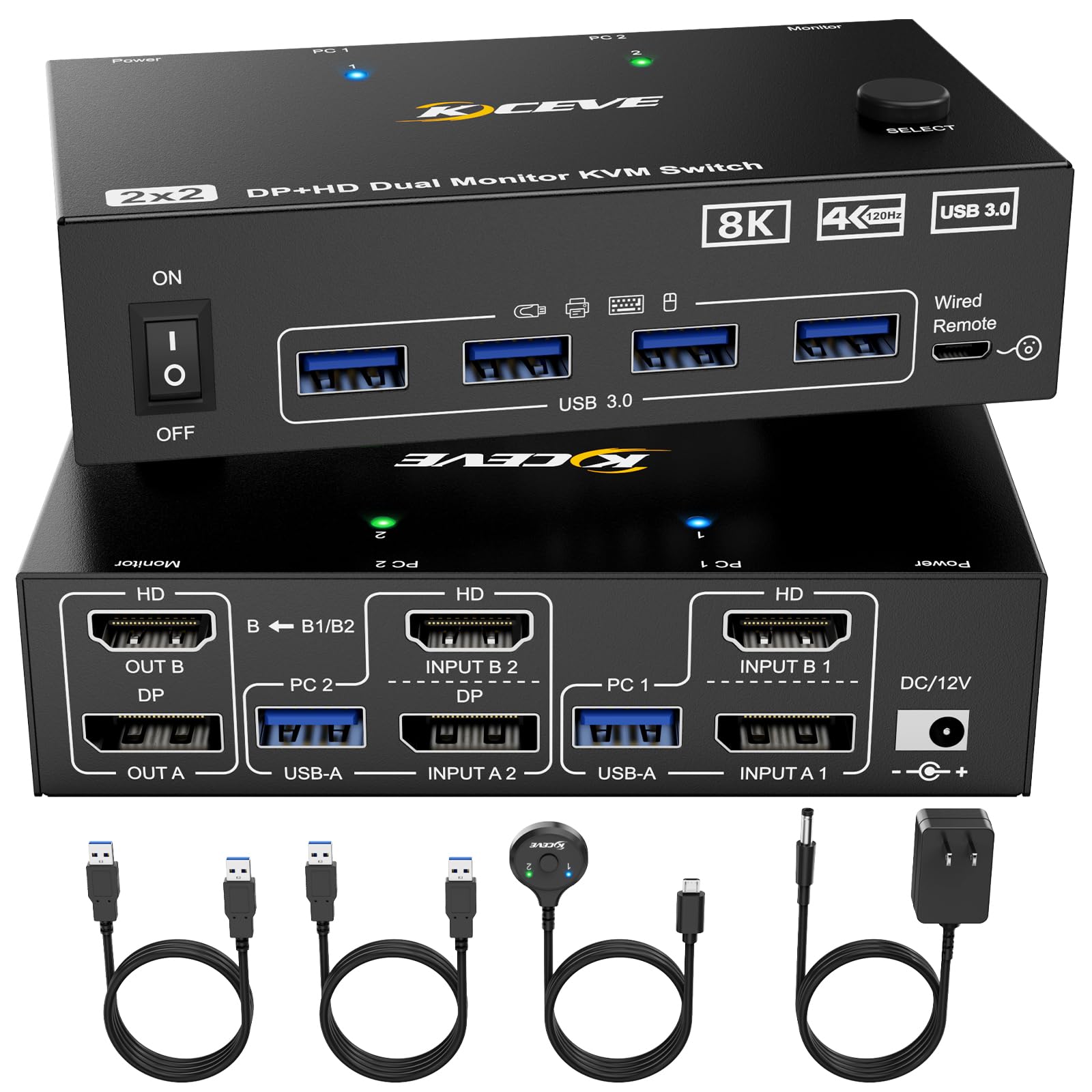 Amazon.co.jp: KCEVE デュアルモニター USB3.0 DP HDMI KVMスイッチ 8K