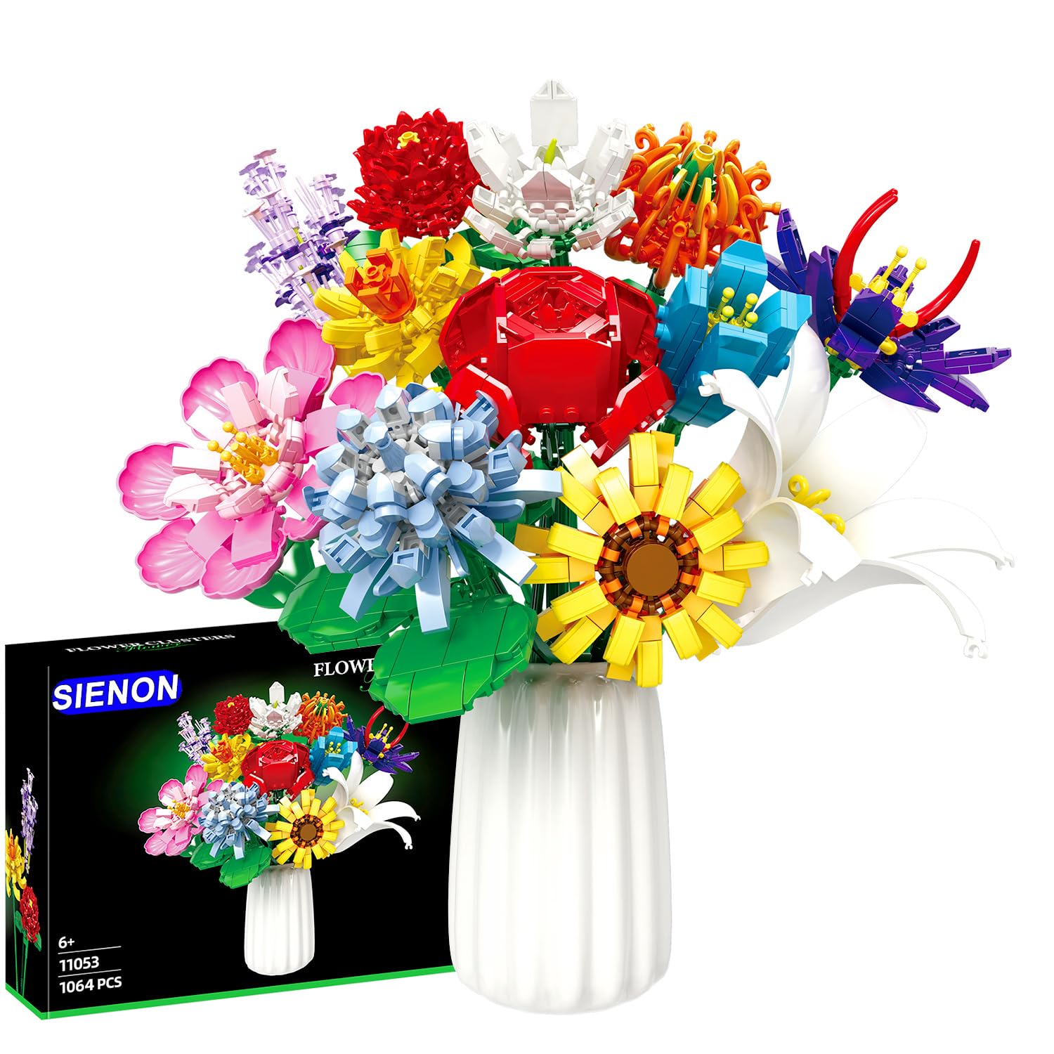 Amazon.com: SIENON Flower Bouquet Building Blocks Set-1064PCS, 12