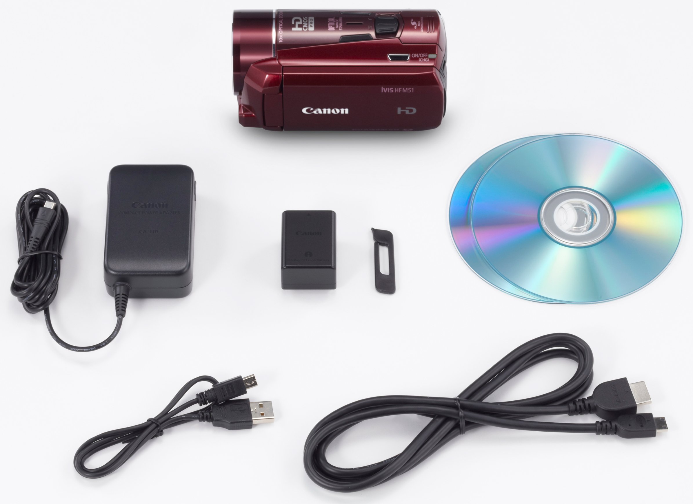 Amazon | Canon デジタルビデオカメラ iVIS HF M51 レッド 光学10倍