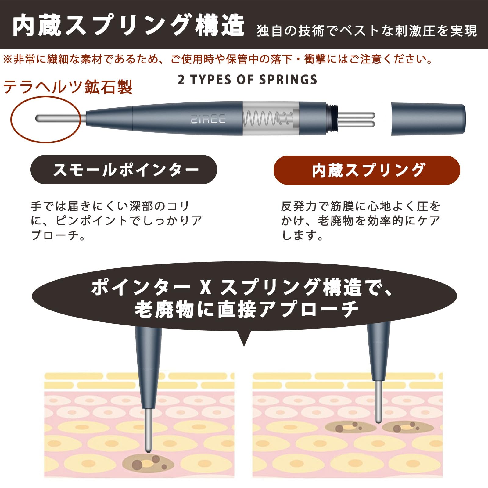 Amazon.co.jp: ZIREE フェイス ツボ押し棒 バネ式 美顔器 コリほぐし