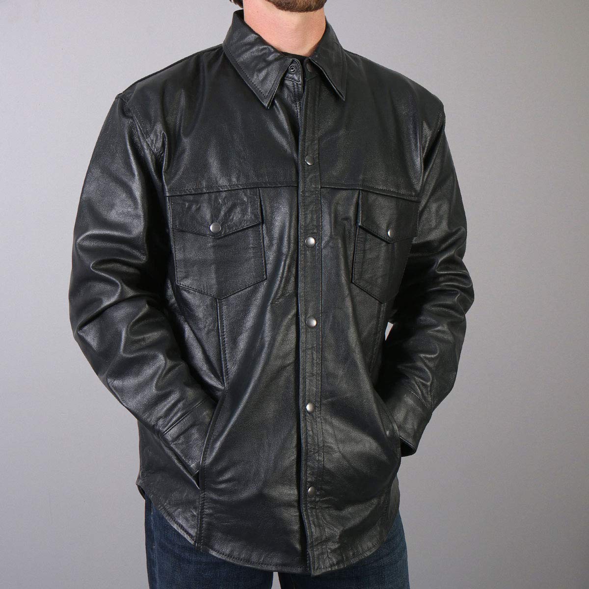 Amazon | Hot Leathers レザーシャツ ブラック メンズ XX-Large