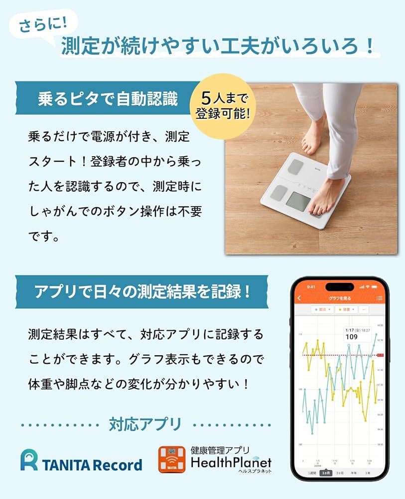Amazon.co.jp: タニタ 体重計 体組成計 スマホ連動【業界初 脚点判定