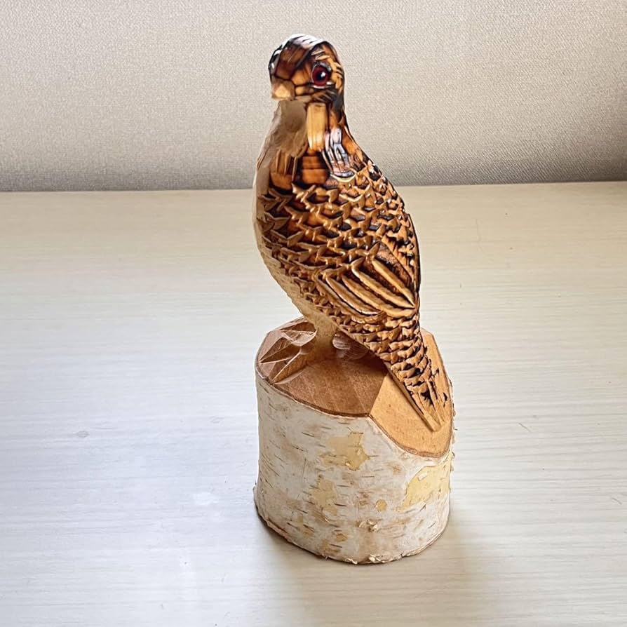 Amazon.co.jp: 立山雷鳥白樺木彫りの鳥木工品民芸品レトロヴィンテージ