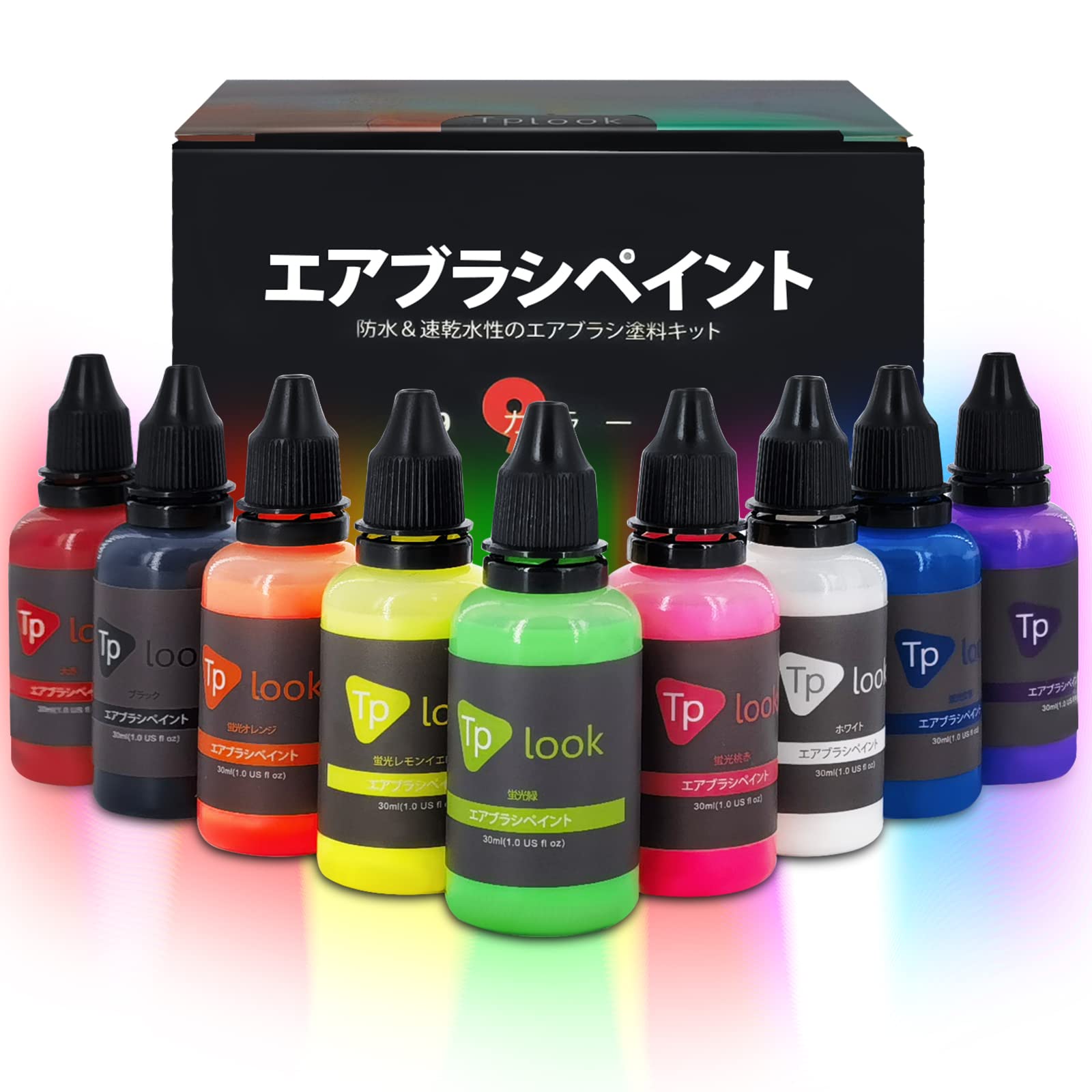 Amazon | Tplookエアブラシ塗料9色アクリルエアブラシ塗料セット（30