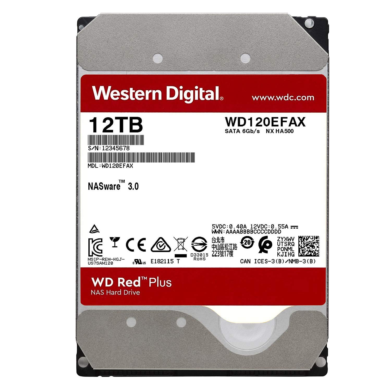 Amazon | Western Digital HDD 12TB WD Red Plus NAS RAID (CMR) 3.5