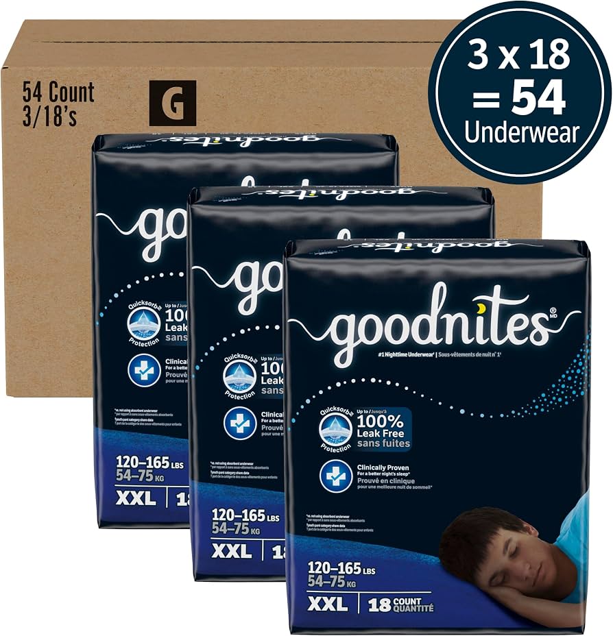 Amazon.com: Goodnites Boys' Nighttime Underwear, Size XXL (120-165