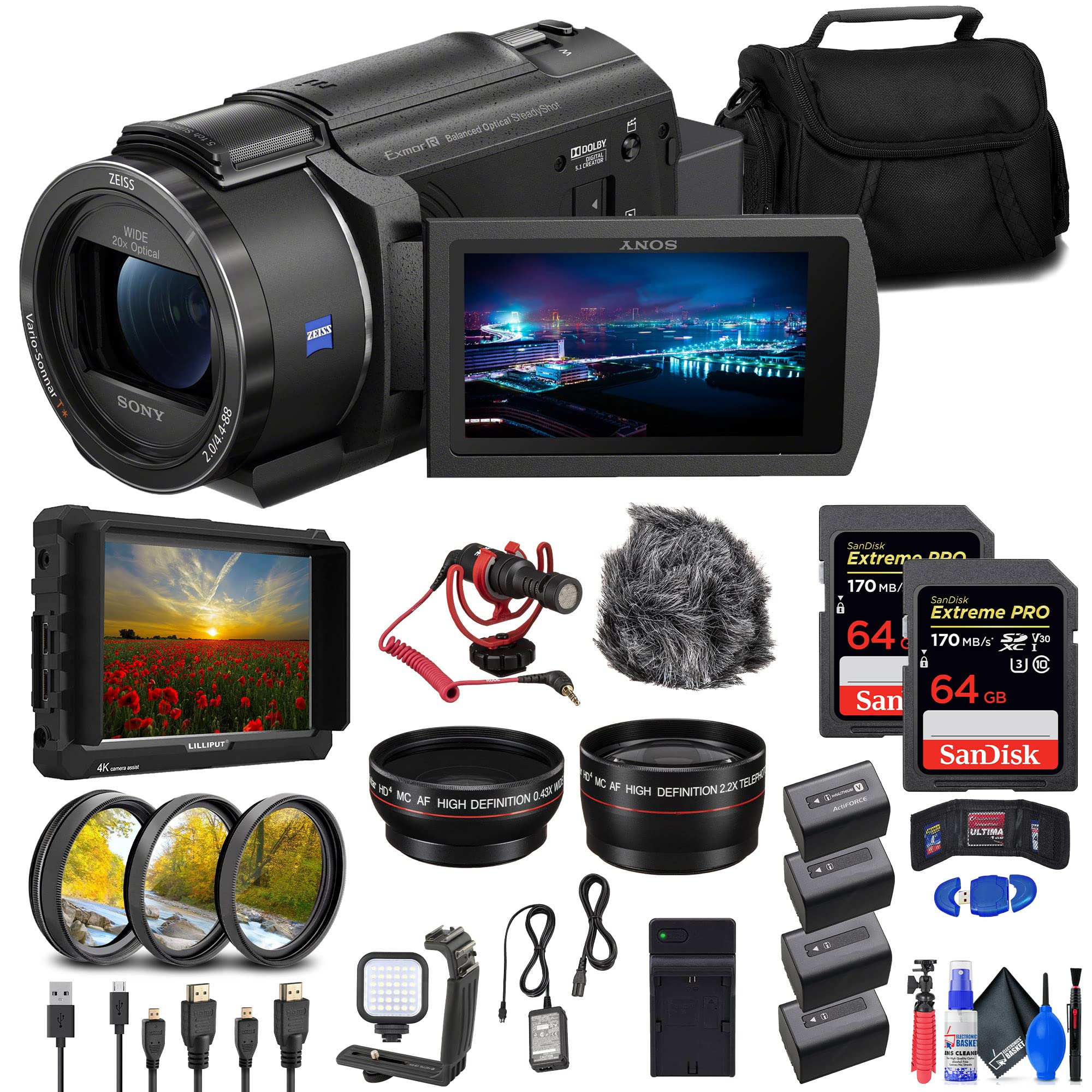 Amazon.com: Sony FDR-AX43 UHD 4K Handycam Camcorder (FDRAX43/B) +