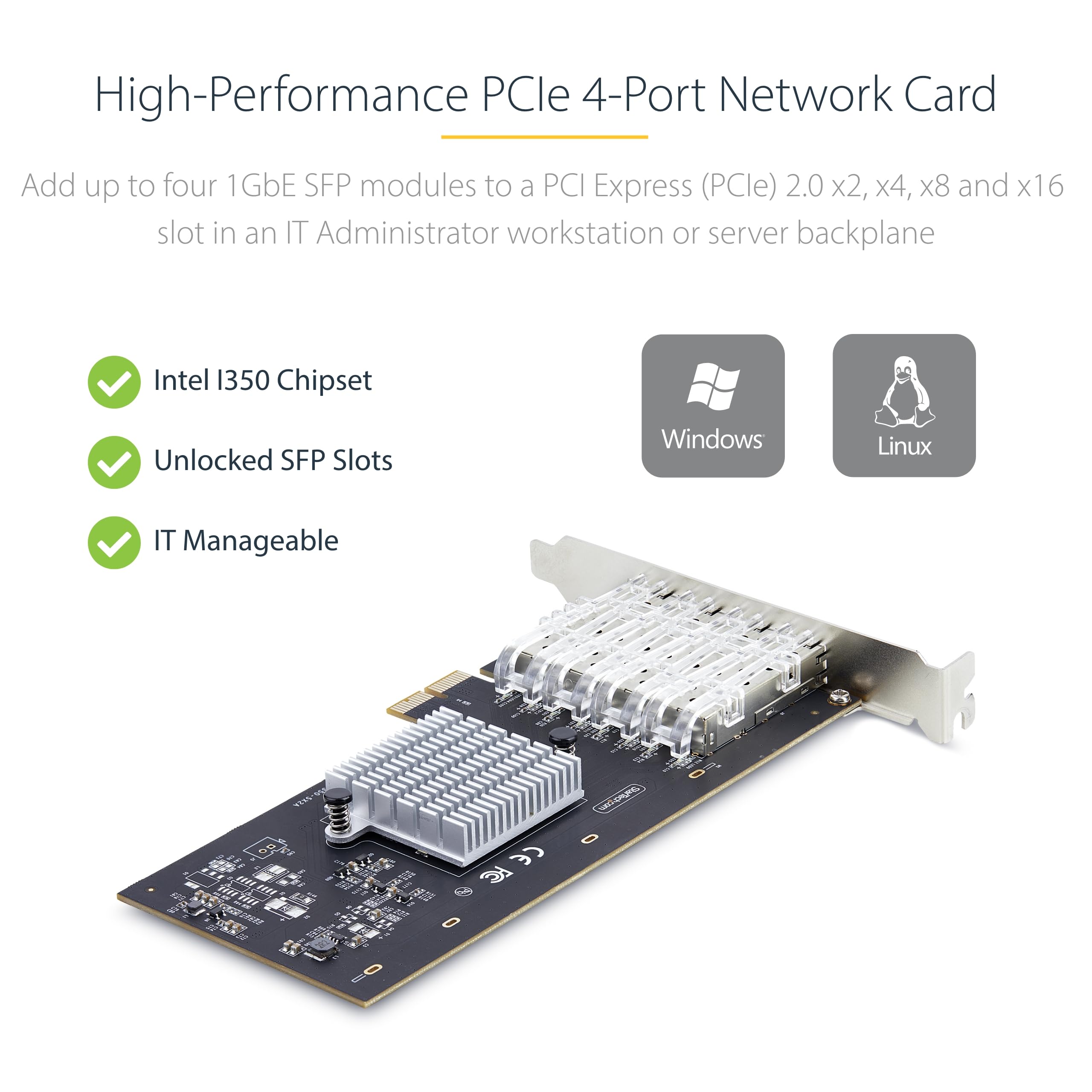 Amazon | StarTech.com ネットワークアダプターカード／4ポート 1G SFP