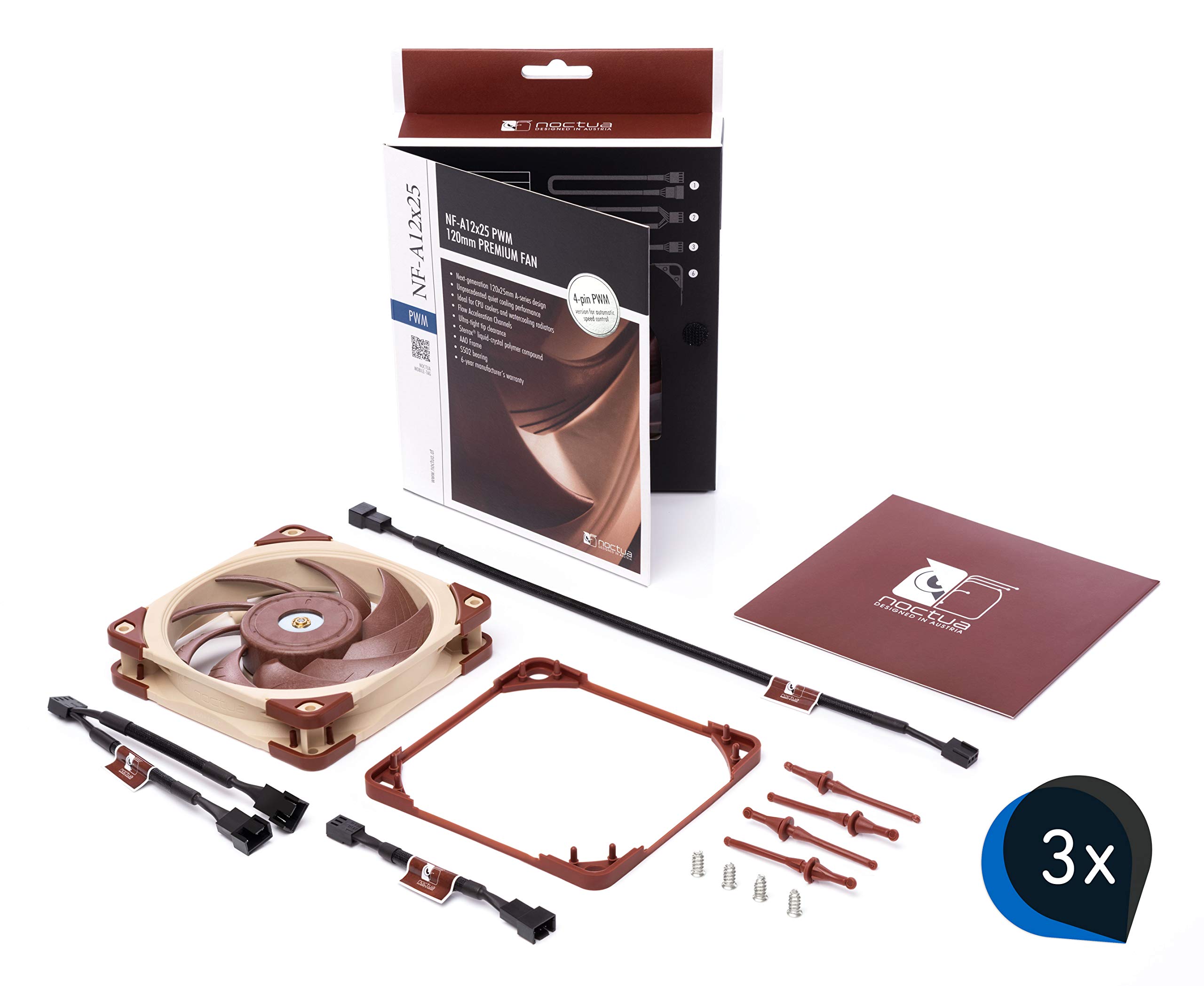 Amazon.com: Noctua Bundle: 3X NF-A12x25 PWM + 2X NA-SFMA1, Set for