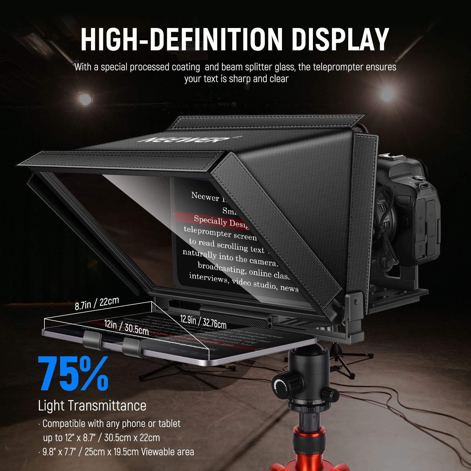 Amazon.com : NEEWER X12 14 inch Aluminum Alloy Teleprompter for