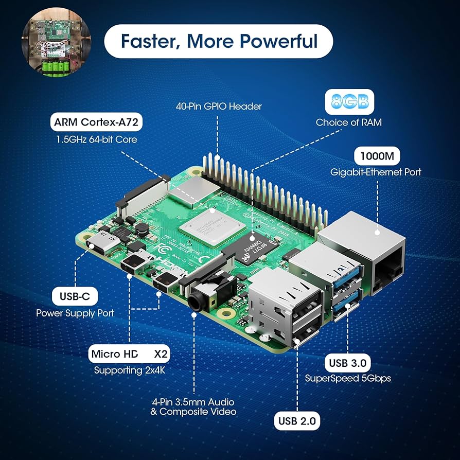 Amazon.com: RasTech Raspberry Pi 4 8GB Starter Kit with Pi4 8GB