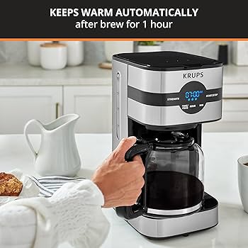 KRUPS Newer Model Drip Coffee Maker, 10-Cup Digital, Black