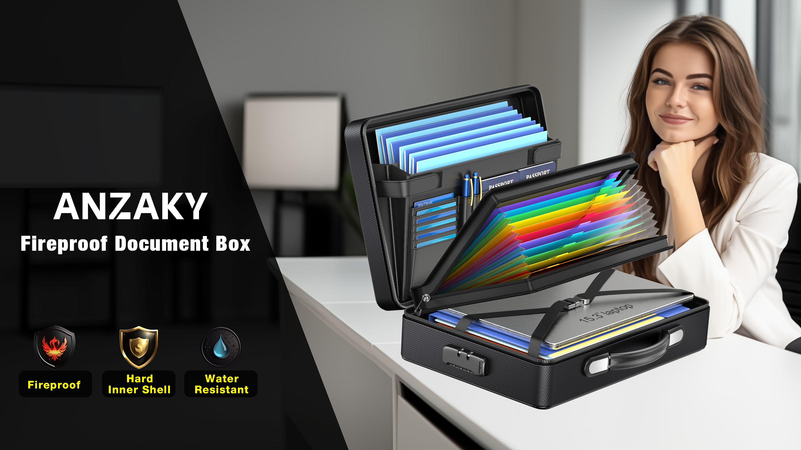 Amazon.com: ANZAKY Fireproof Document Box with Fireproof Zipper