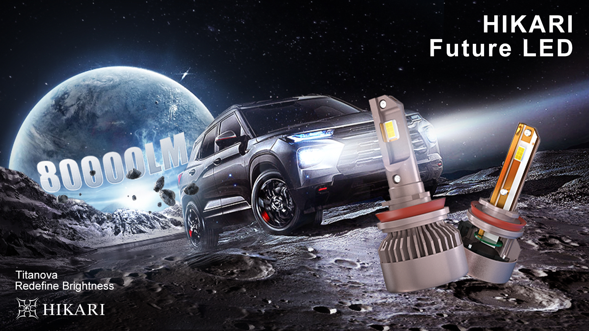 Hikari 2026 Future 80000LM 9005 HB3 LED Headlight Bulbs, 65W