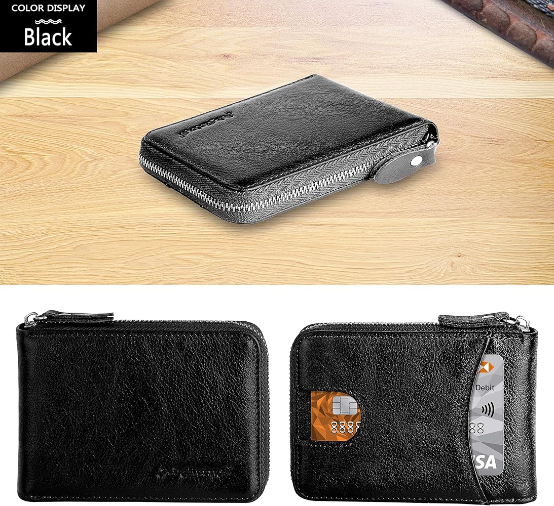 Admetus Men's Zipper Wallet Leather Bifold Wallets Slim RFID